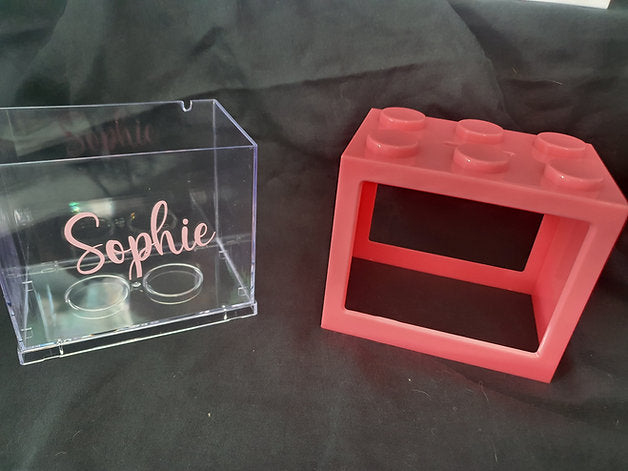 Sparebøsse Med Personlig Navn Lego Rosa