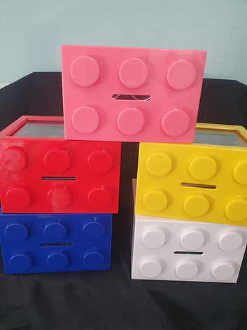 Sparebøsse Med Personlig Navn Lego Hvit