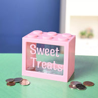 Sparebøsse Med Personlig Navn Lego Rosa