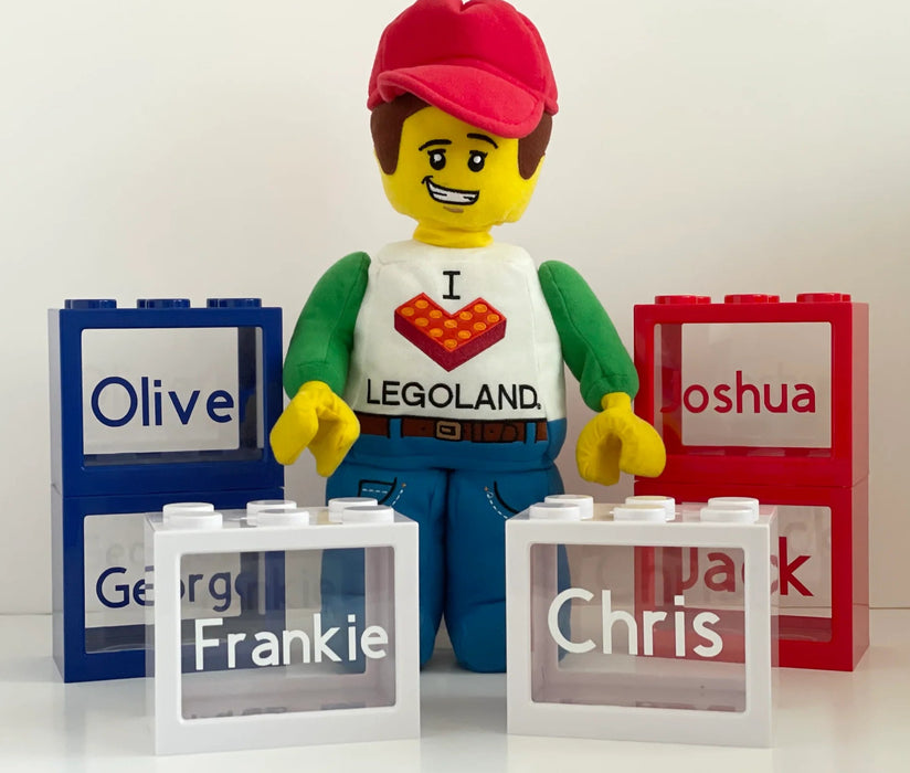 Sparebøsse Med Personlig Navn Lego Hvit