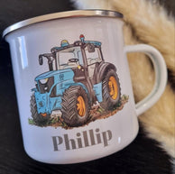Personlig Emaljekopp med navn Traktor