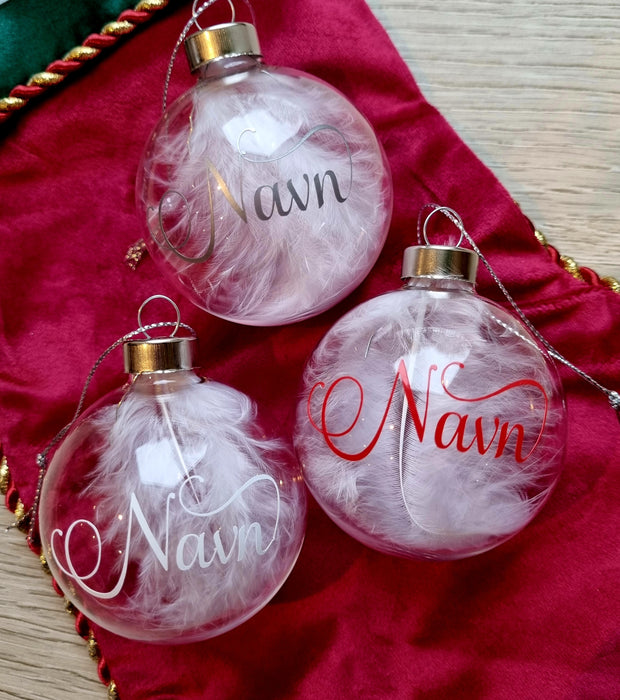 Julekule med navn, glasskule