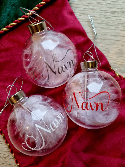 Julekule med navn, glasskule