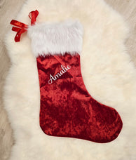 Stor Julestrømpe Med Valfritt Navn, Pelskant