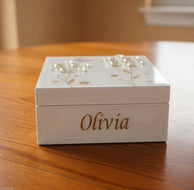 Minneboks Med Valgfritt Navn Sophia Glitter Butterfly
