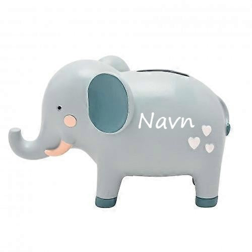 Sparebøsse Med Personlig Navn, Grå Elefant