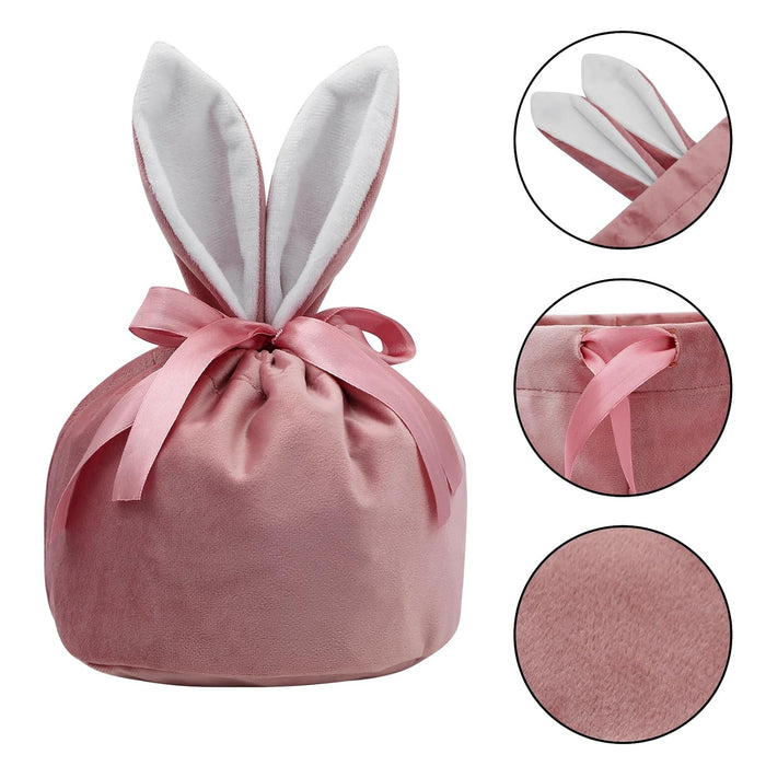 Påskepose i velour med valgfritt navnetrykk rosa