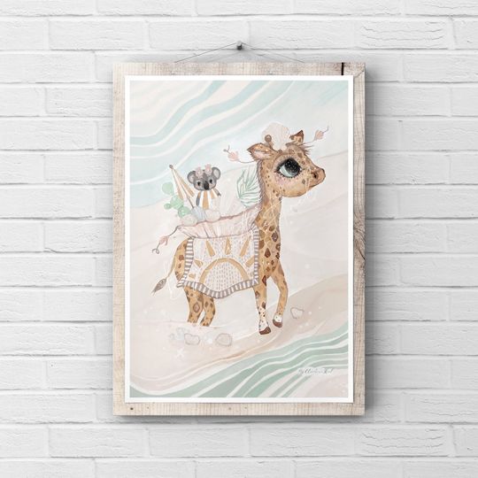 Plakat Beach Giraffe By Christine Hoel