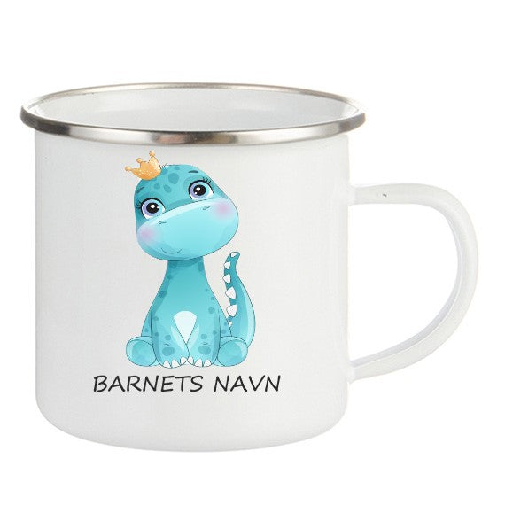 Personlig Emaljekopp med navn Dino Blå