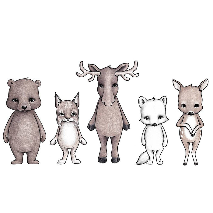 Wallstickers Stickstay Nordic friends 5 pk