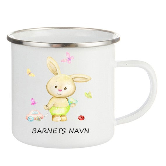 Personlig Emaljekopp med navn Gul kanin