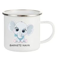 Personlig Emaljekopp med navn Blå elefant
