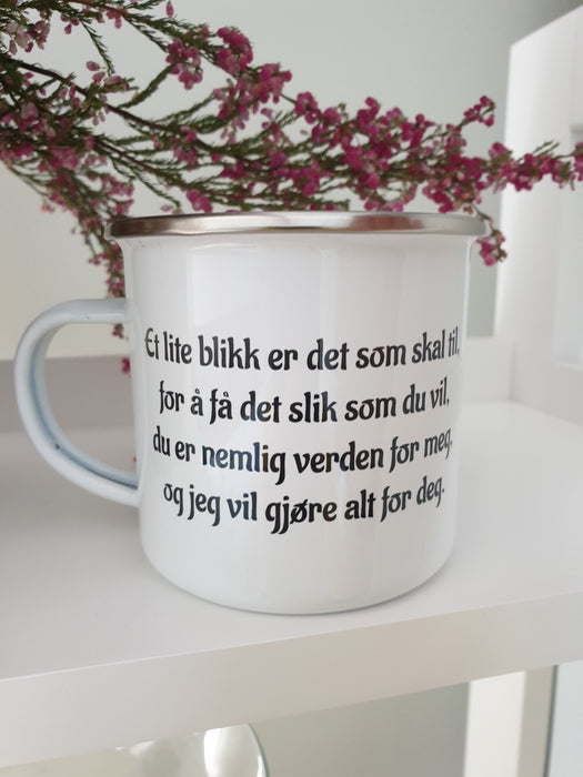Personlig Emaljekopp med navn Elefant Blå