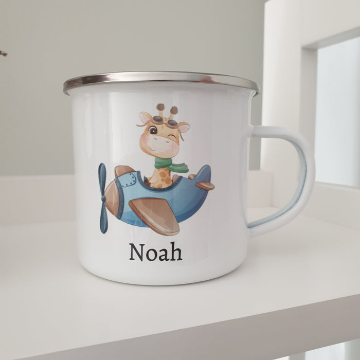 Personlig Emaljekopp med navn Sjiraff