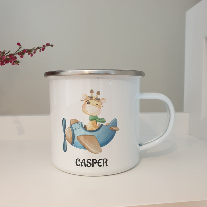 Personlig Emaljekopp med navn Sjiraff