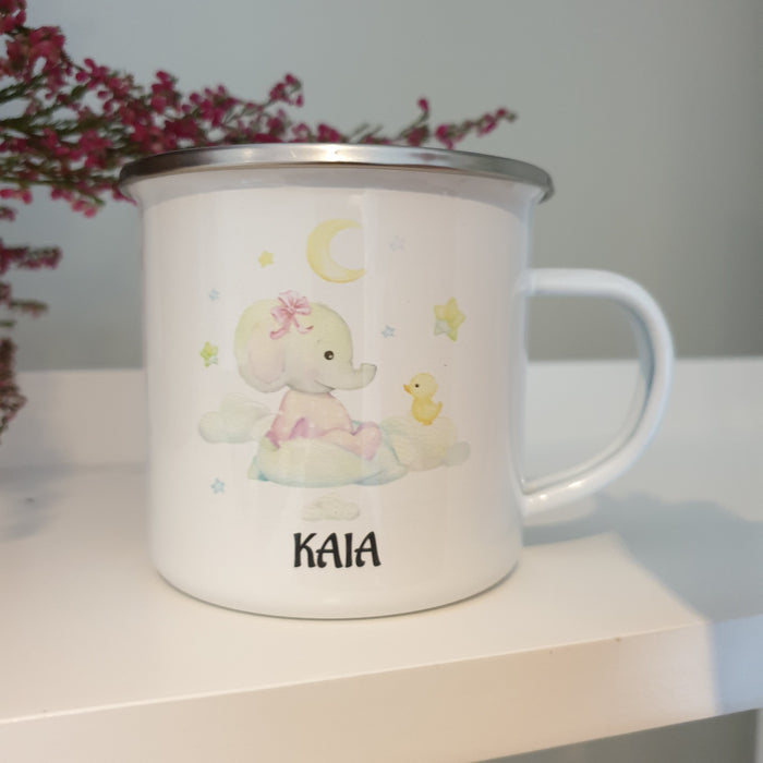 Personlig Emaljekopp med navn Elefant