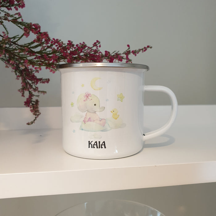 Personlig Emaljekopp med navn Elefant