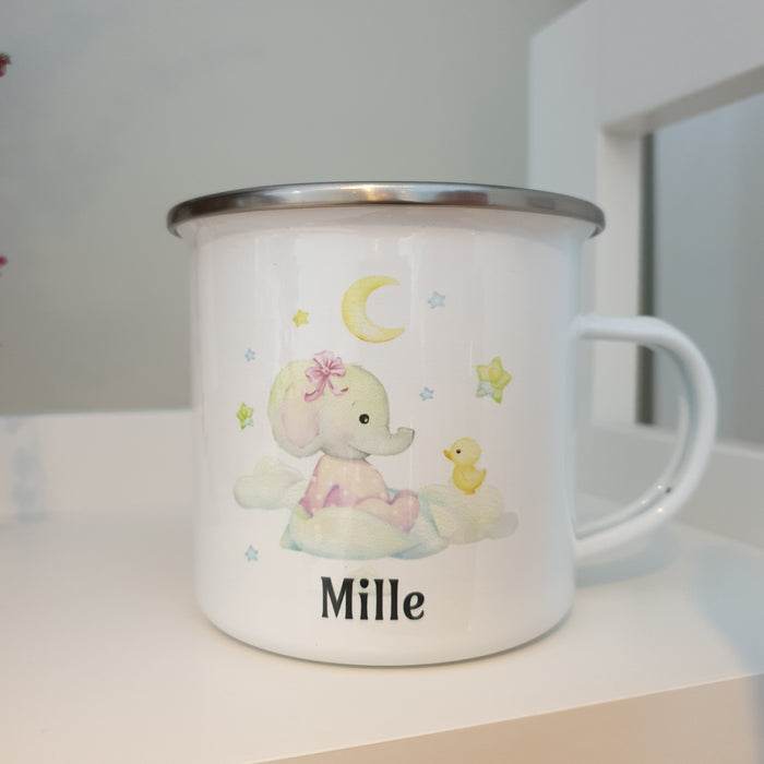Personlig Emaljekopp med navn Elefant
