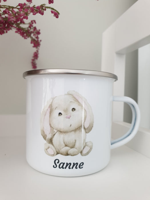 Personlig Emaljekopp med navn Kanin