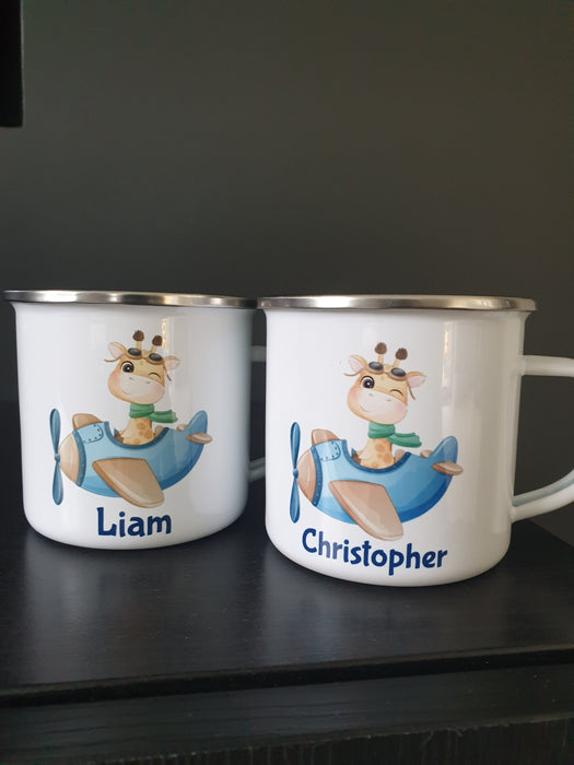 Personlig Emaljekopp med navn Sjiraff