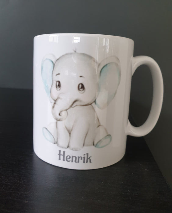 Personlig Kopp med navn - Søt elefant 2