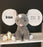 Bamse med navn og fødselsdata, grå elefant