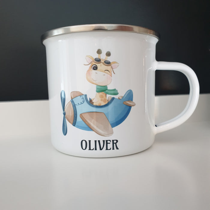 Personlig Emaljekopp med navn Sjiraff