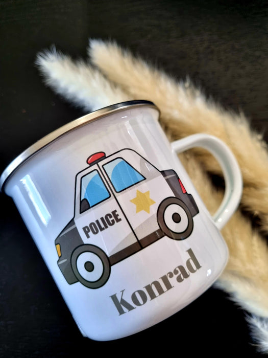 Personlig Emaljekopp med navn Politi