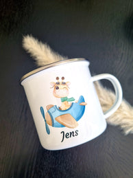 Personlig Emaljekopp med navn Sjiraff