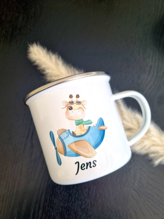 Personlig Emaljekopp med navn Sjiraff