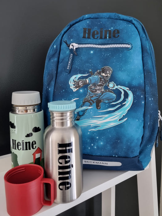 Blafre Drikkeflaske Med Navn Og Vippetut 500ml, Lys Blå