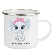 Personlig Emaljekopp med navn Rosa elefant