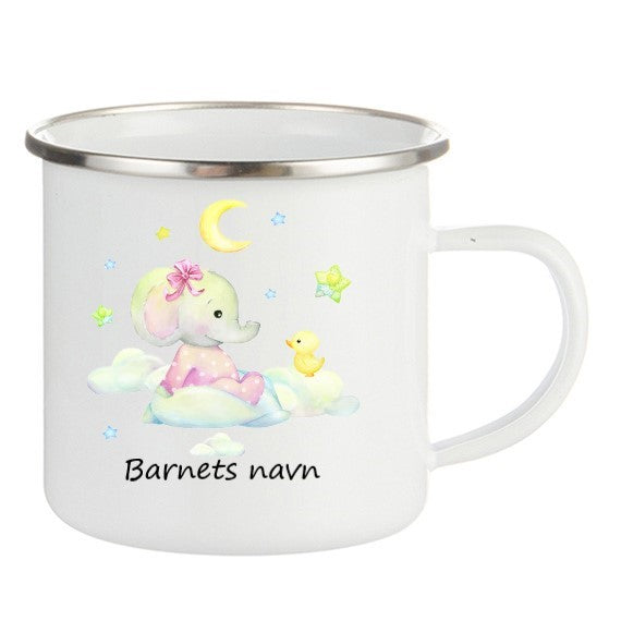 Personlig Emaljekopp med navn Elefant