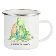 Personlig Emaljekopp med navn - Dino