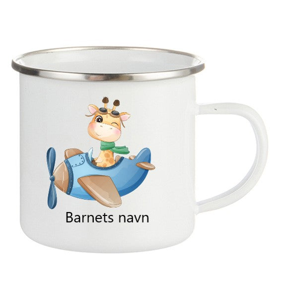 Personlig Emaljekopp med navn Sjiraff