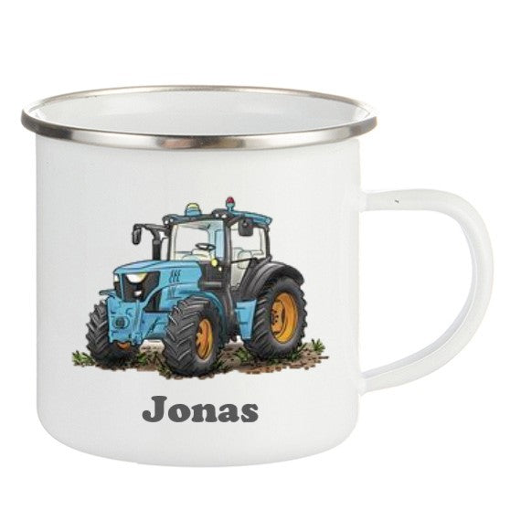 Personlig Emaljekopp med navn Traktor