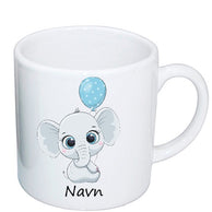 Personlig Kopp med navn - Elefant med ballong, blå