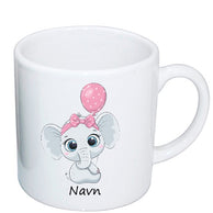 Personlig Kopp med navn - Elefant med ballong,rosa