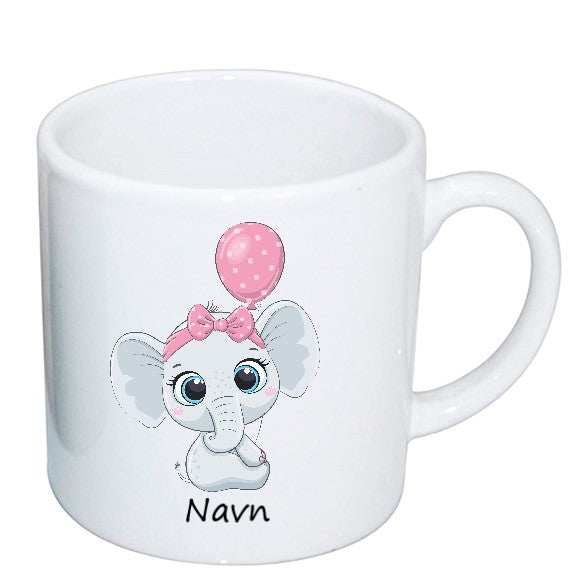 Personlig Kopp med navn - Elefant med ballong,rosa