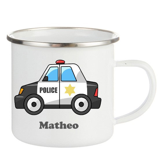 Personlig Emaljekopp med navn Politi